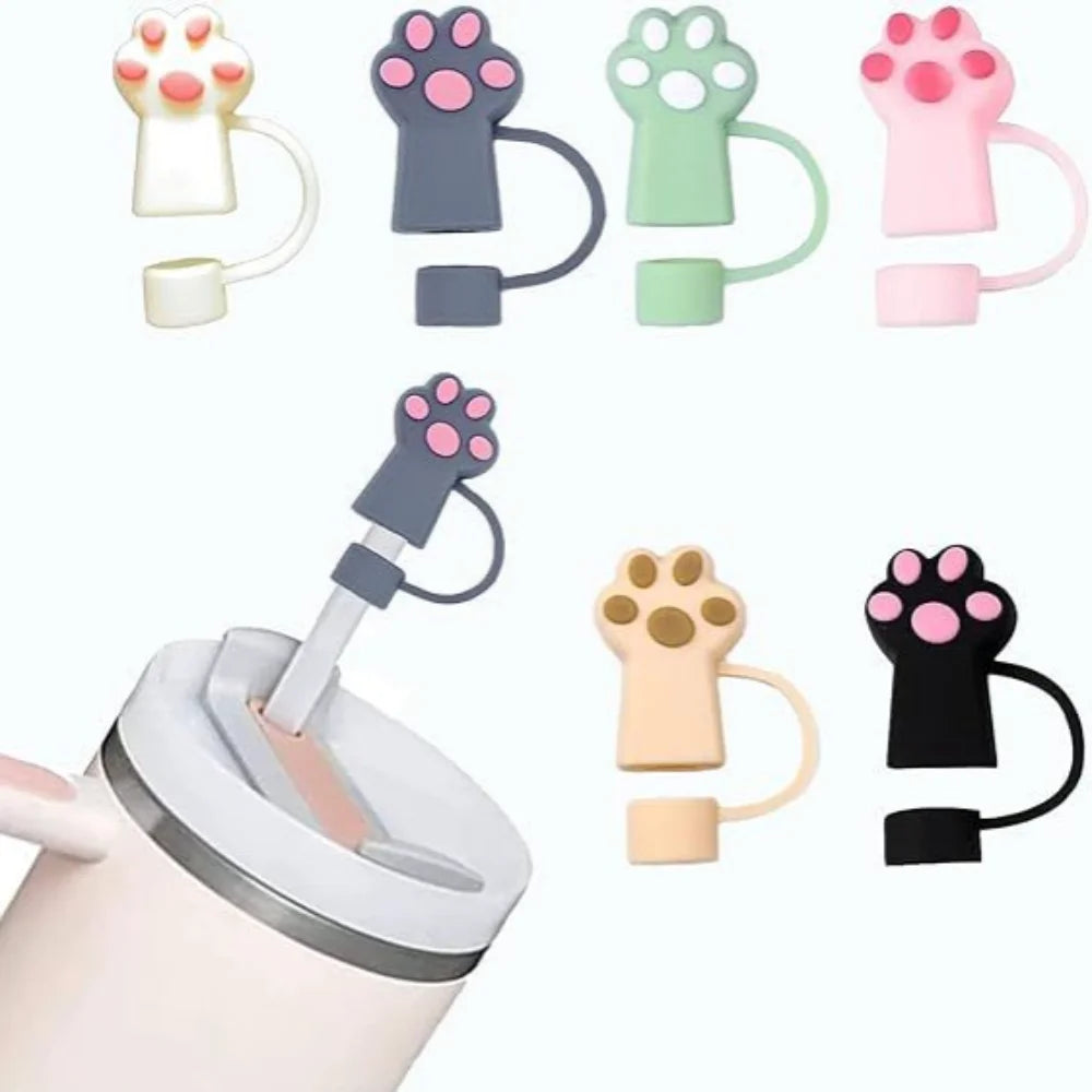 Cute Cat Claw Straw Cover Set for Stanley Cup Reusable 10 mm Silicone Straw Toppers Accessories Compatible 30&40 Oz Tumbler 1Pc