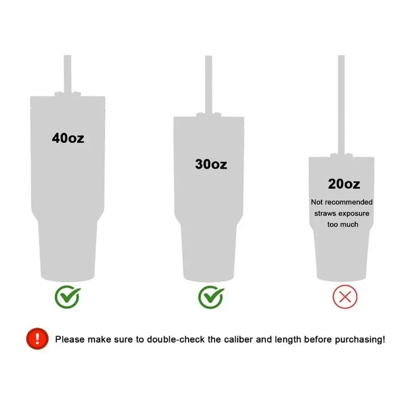 Replacement Straw Compatible with Stanley 20 Oz 30 Oz 40 Oz Cup Tumbler, Reusable Straws with Cleaning Brush