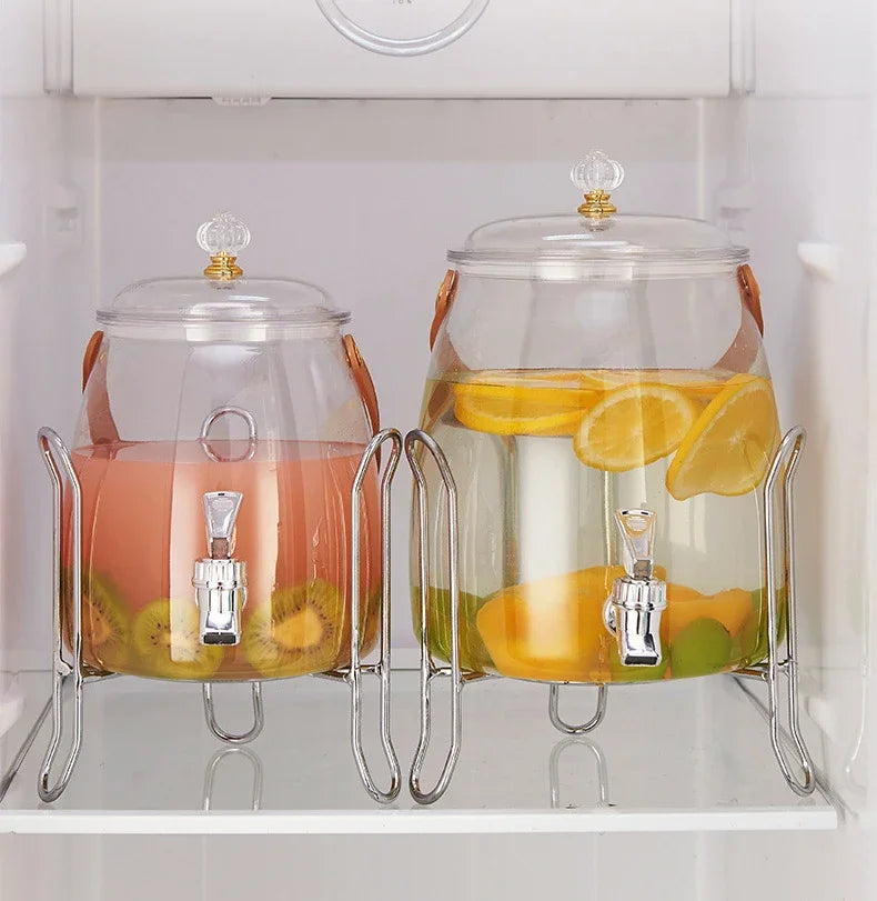 Juice Cup Cold Beverage Dispenser Jug - Transparent Kettle for Water, Lemonade, Iced Tea - Refrigerator Water Container