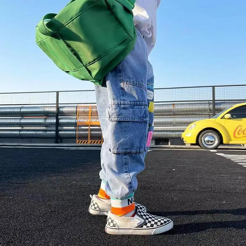 Boys' Pants Spring Childrens Trousers2023 New Baby Cool Pants Spring Children's Fried Street Jeans Kids Outfits