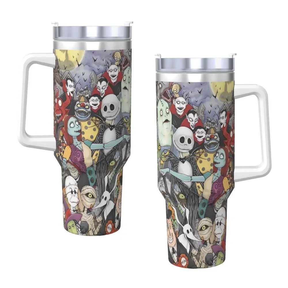 Nightmare Before Christmas 2025 Stainless Steel Tumbler Beach Mugs Cup 40oz Thermal Mug Portable Cold and Hot Milk Water Bottle