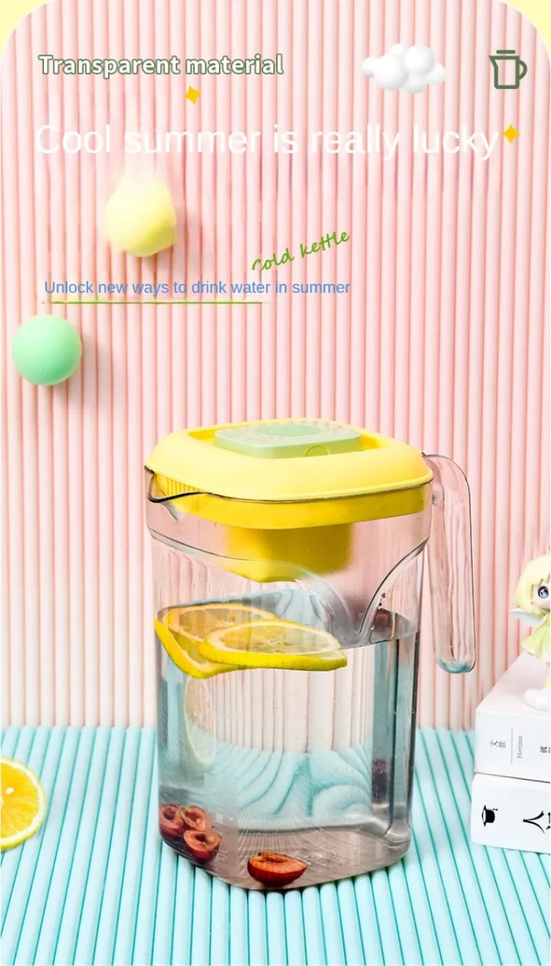 2.2L Cold Water Pot Summer Refrigerator Large Capacity Transparent Drink Bucket Cold Resistant Easy To Clean Plastic Water Jug