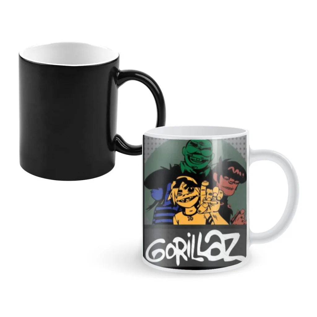 Retro Music Gorillaz Magic Hot Cold Heat Temperature Sensitive Color-Changing Coffee Tea Milk Mug Cup