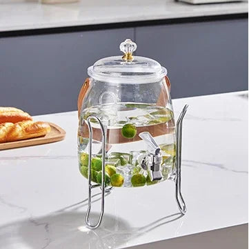 Juice Cup Cold Beverage Dispenser Jug - Transparent Kettle for Water, Lemonade, Iced Tea - Refrigerator Water Container