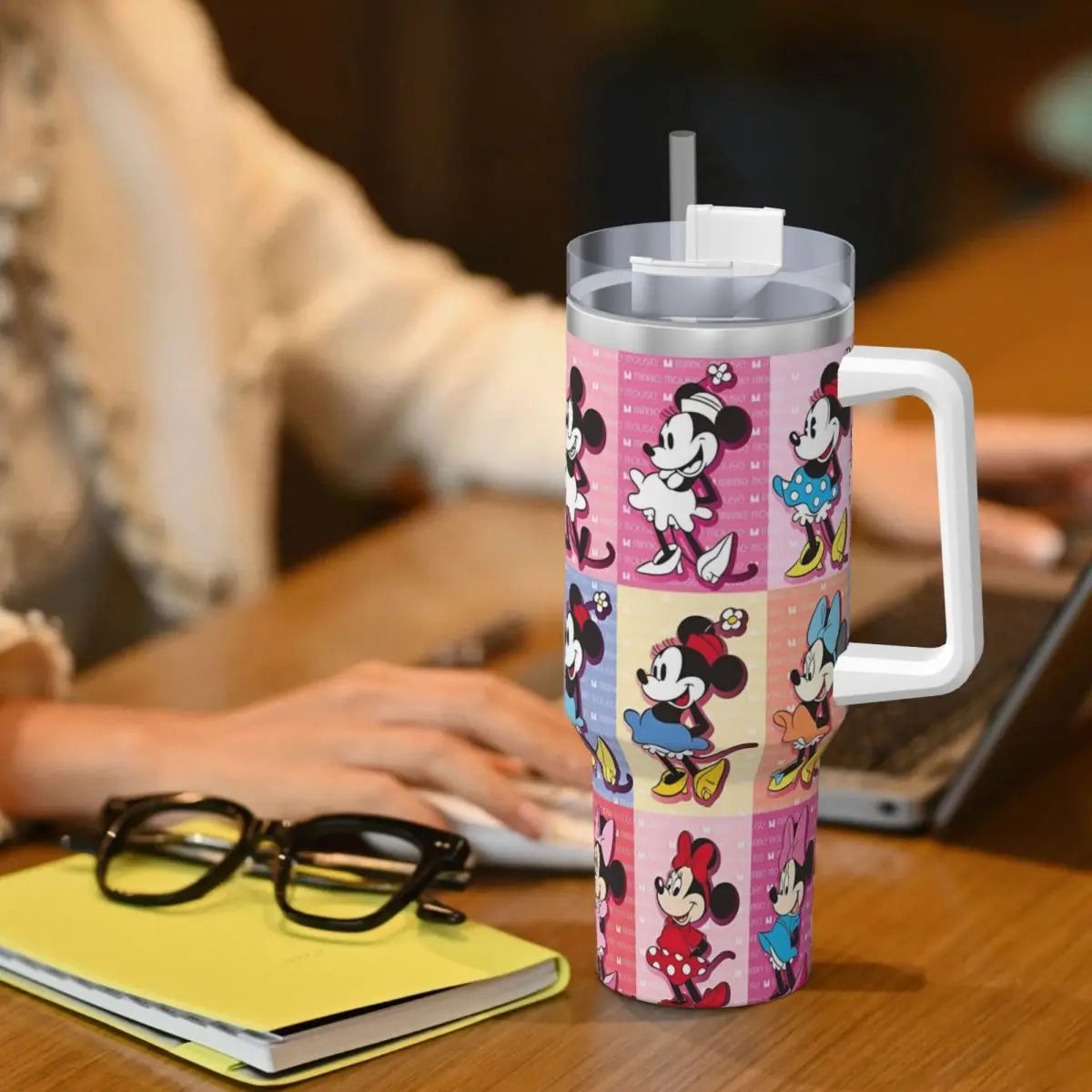 Mickey Mouse Stainless Steel Tumbler Beach Mugs Cup Large Capacity Thermal Cups Leakproof Cold and Hot Milk Tea Water Bottle