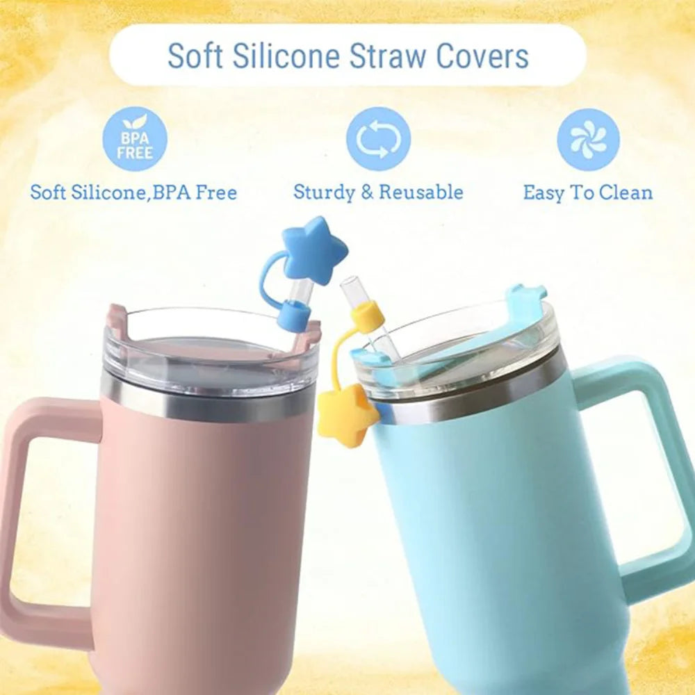 10mm Star Shape Straw Cover Compatible For Stanley 30&40 Oz Tumbler Silicone Dust Straw Cover Straw Lid Kitchen Accessories