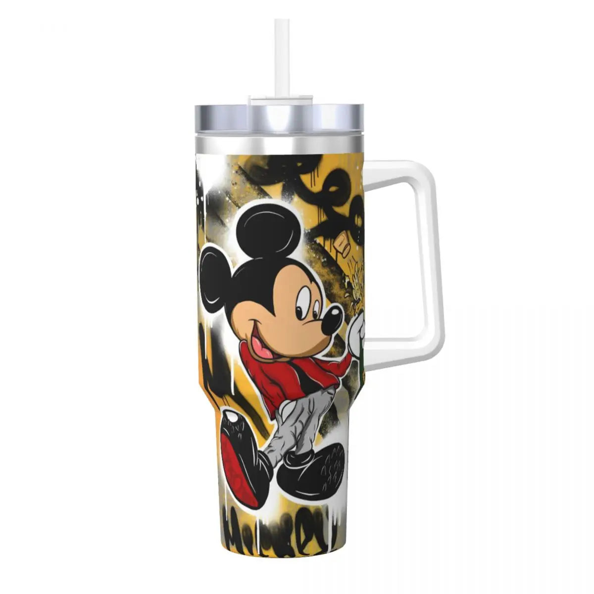 Mickey Mouse Stainless Steel Tumbler Beach Mugs Cup Large Capacity Thermal Cups Leakproof Cold and Hot Milk Tea Water Bottle