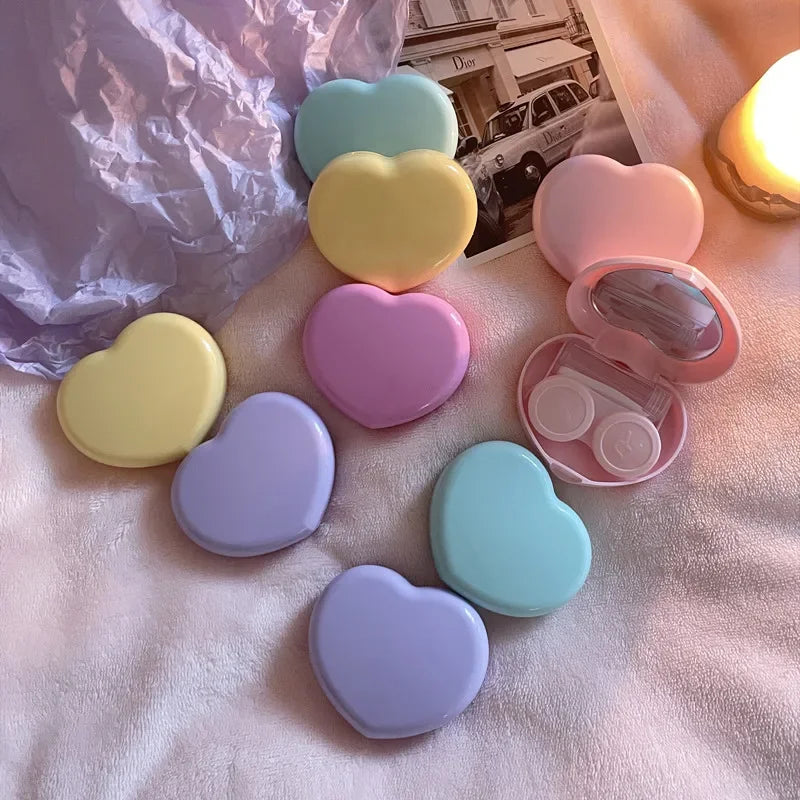 Cream candy contact lens case  Portable Mirror Companion Box Travel Easy Carry Storage Container Pocket Mini Contact Lens Case