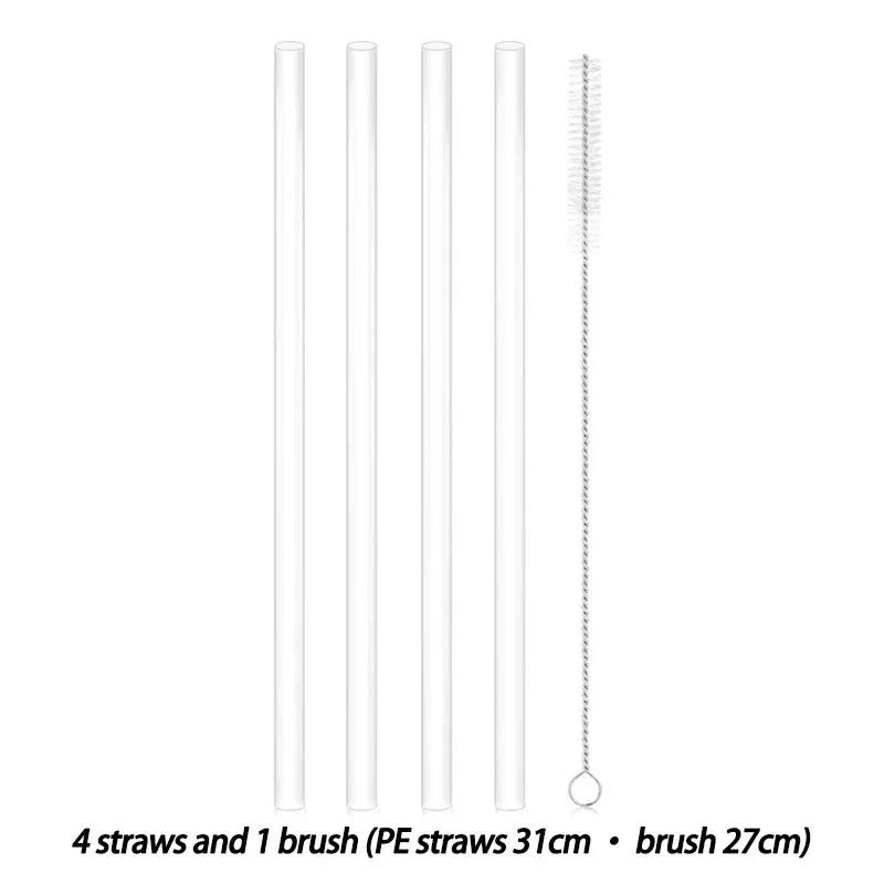 6 Pack Multicolor Silicone Replacement Straws for Stanley 20 30 40 Oz Cup,Reusable Long Straw with Cleaning Brush