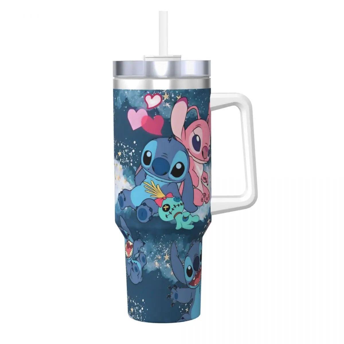 Stainless Steel Tumbler MINISO Stitch Mugs Cup With Straws Travel Cold and Hot Water Bottle Heat Preservation 40oz Thermal Mug