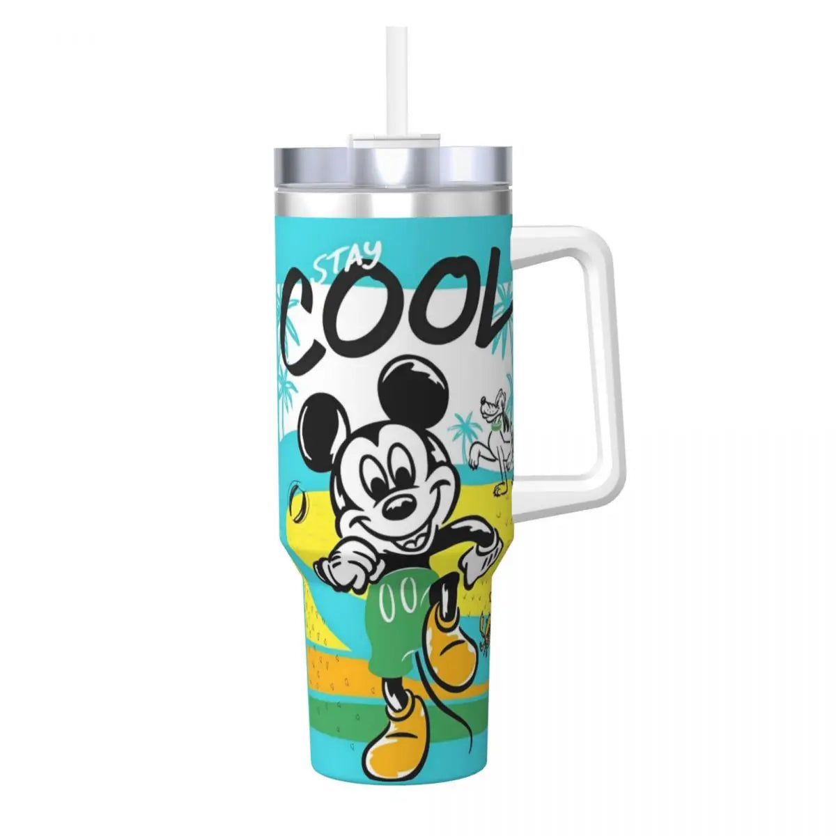 Mickey Mouse Stainless Steel Tumbler Beach Mugs Cup Large Capacity Thermal Cups Leakproof Cold and Hot Milk Tea Water Bottle