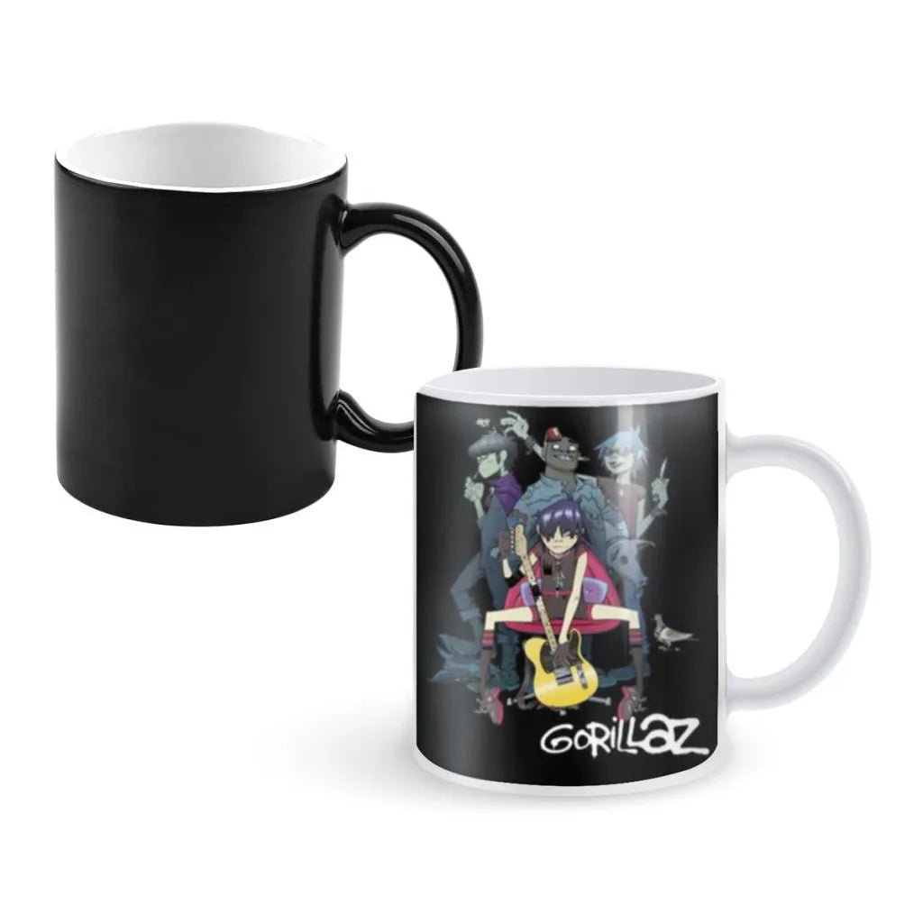 Retro Music Gorillaz Magic Hot Cold Heat Temperature Sensitive Color-Changing Coffee Tea Milk Mug Cup