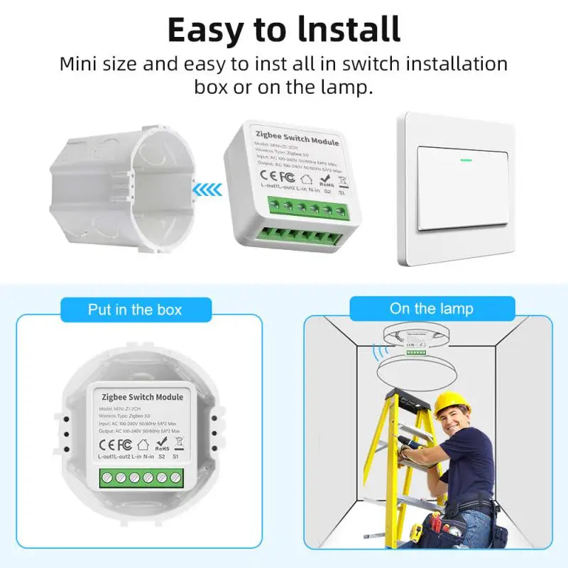 1/2/3/4 CH 10A/16A Tuya DIY Zigbee Smart Switch 2-Way Control Light Relay Smart Home Works With Alexa Google Home Alice