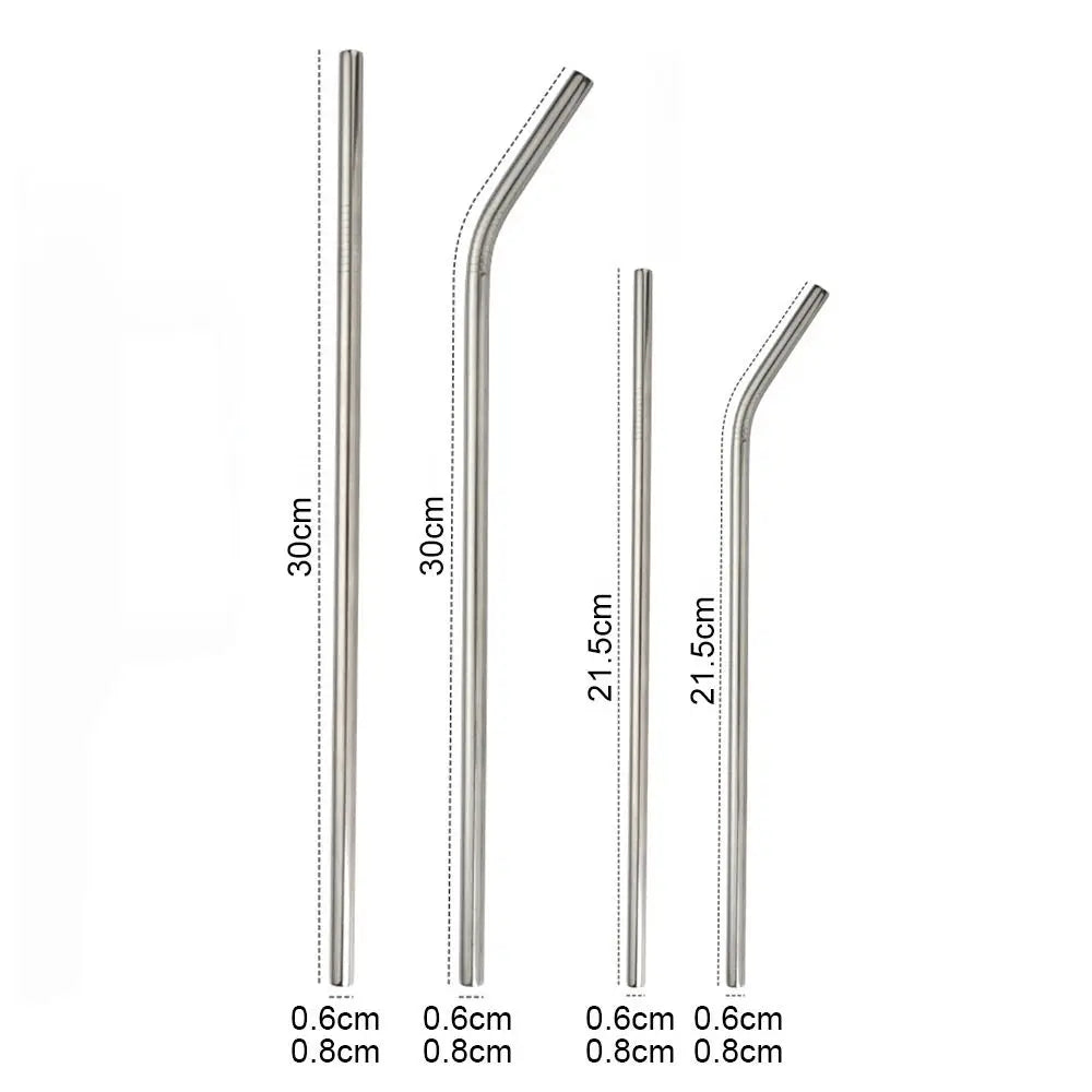 1Pcs Straight Bent Stainless Steel Straws 6mm 8mm Silver Replacement Straw Drinking Reusable for Stanley 30oz 40oz Tyeso Cup