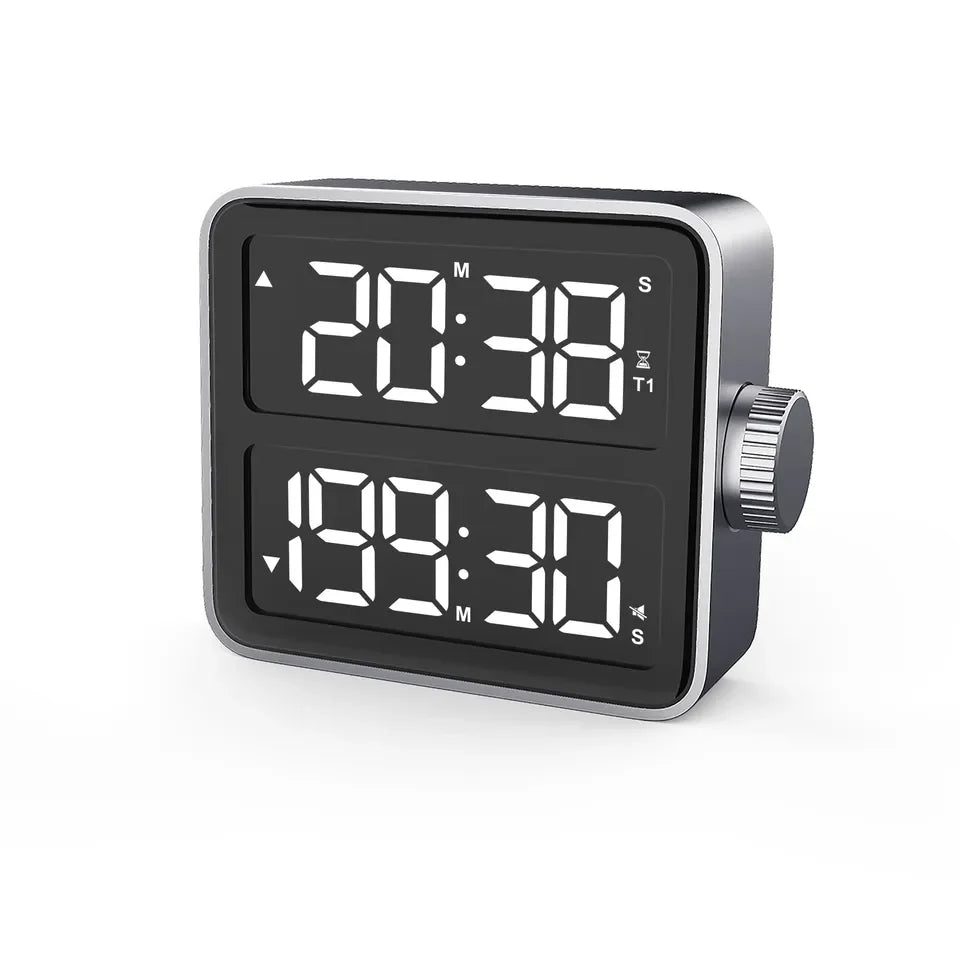 LED Digital Timer Dual Channels Countdown Stopwatch Kitchen Cooking Timer Electronic Magnetic Counter Shower Study Timer Gadget