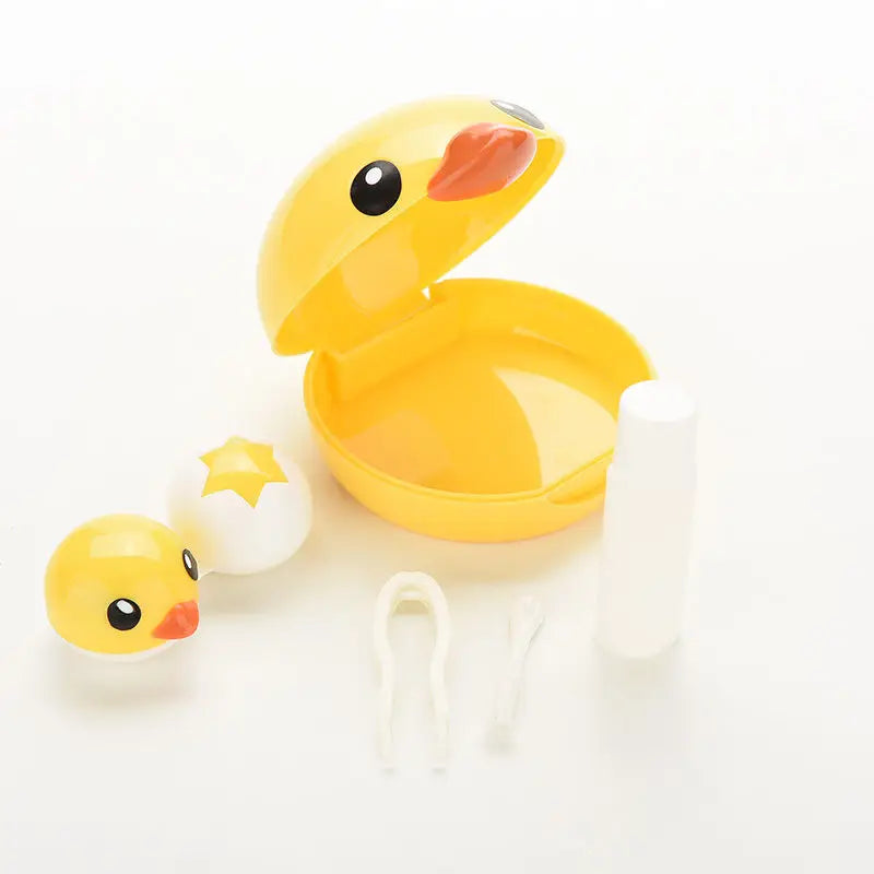 Cute Mini Eyewear Accessories Cartoon Duck Design Contact Lens Box Case Holder Container Case Simple and Cute