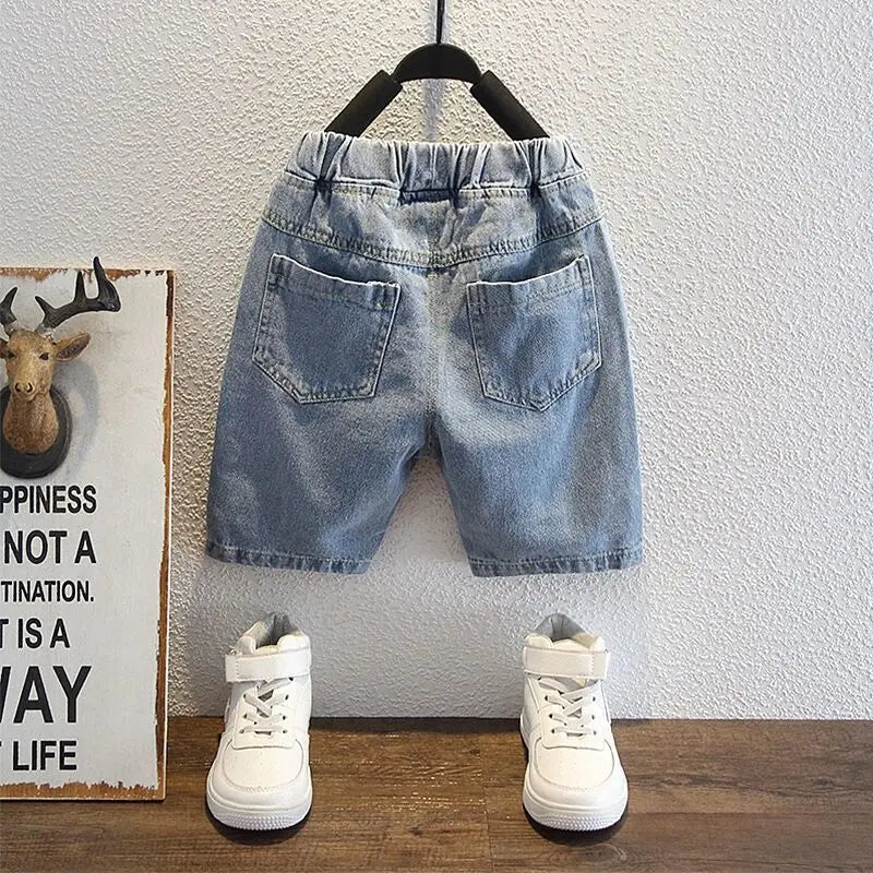 Children's Denim Shorts New Teenage Boys' Jeans Shorts Fashion Boys' Baby Pants Capris Summer Pants