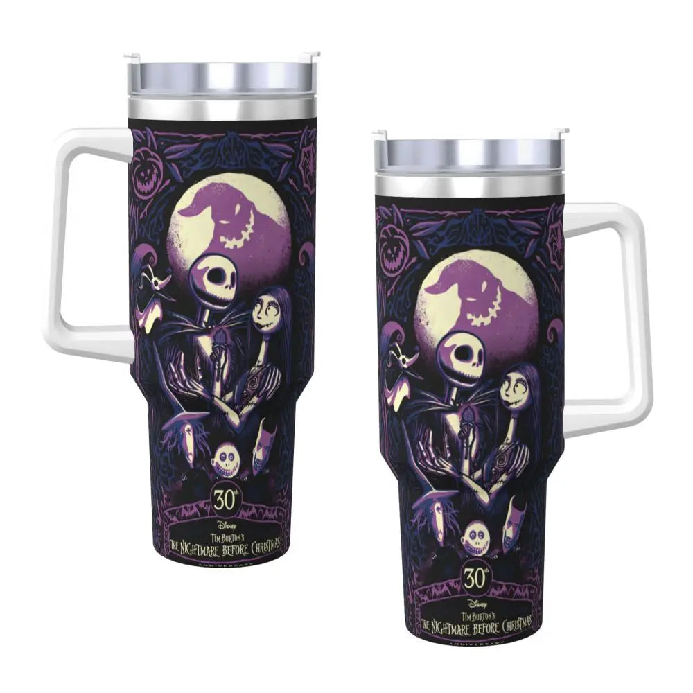 Nightmare Before Christmas 2025 Stainless Steel Tumbler Beach Mugs Cup 40oz Thermal Mug Portable Cold and Hot Milk Water Bottle