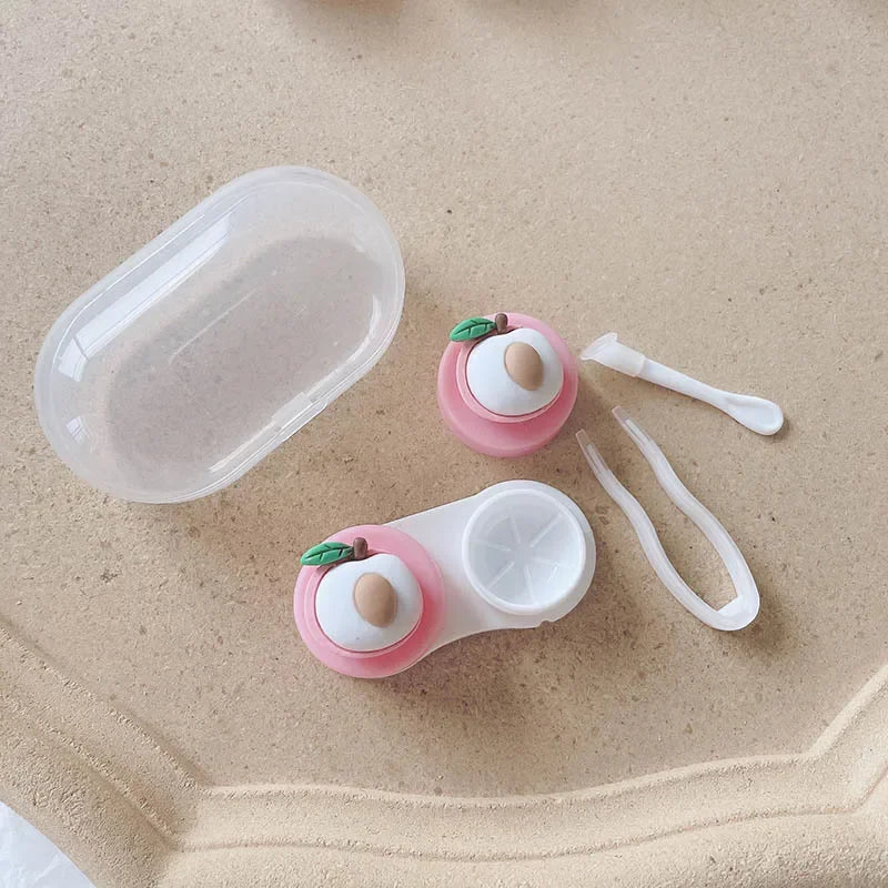 Women Color Contact Lenses Case Cute Strawberry Carrot Watermelon Peach Cactus Pineapple Fruit Style Contact Lens Box Container