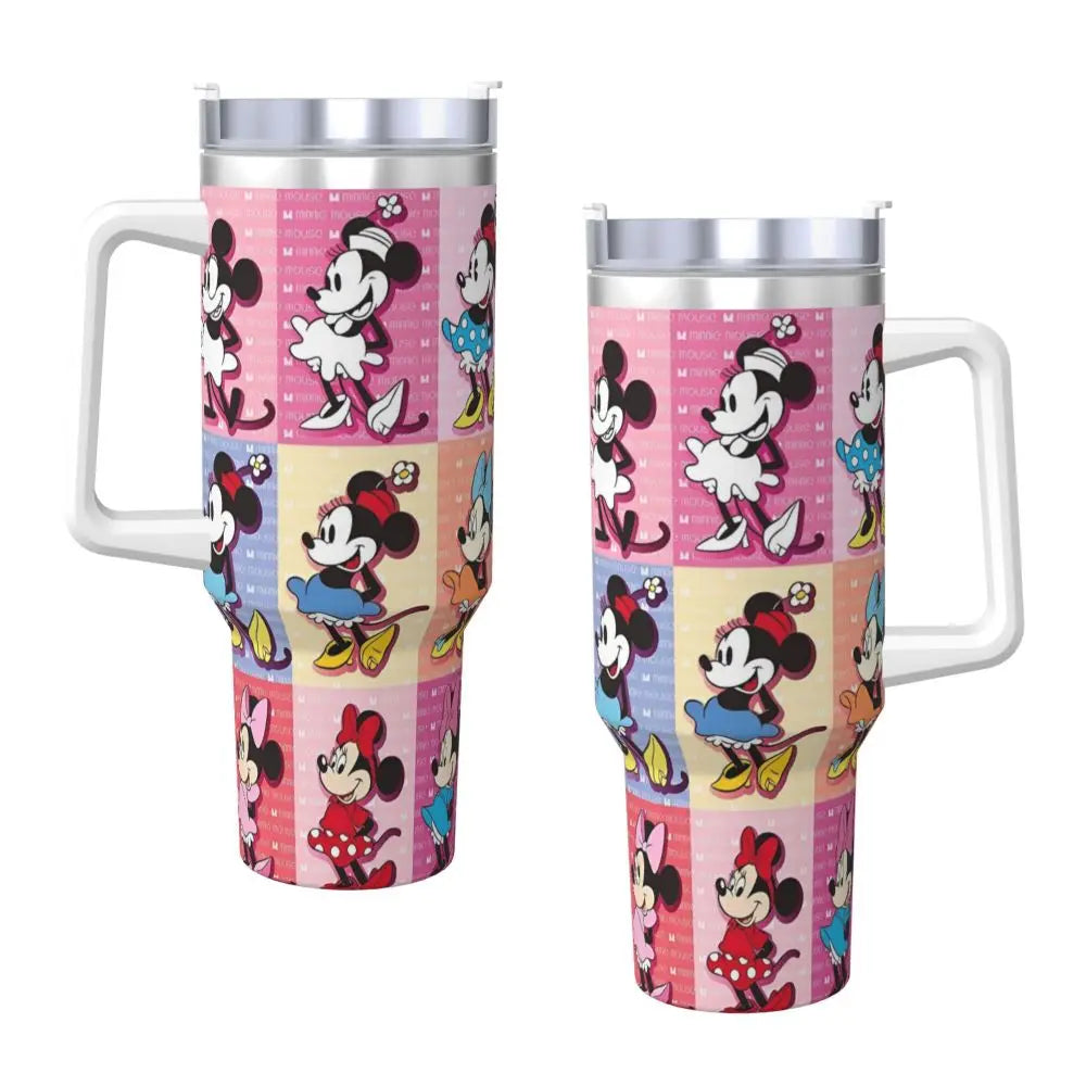 Mickey Mouse Stainless Steel Tumbler Beach Mugs Cup Large Capacity Thermal Cups Leakproof Cold and Hot Milk Tea Water Bottle