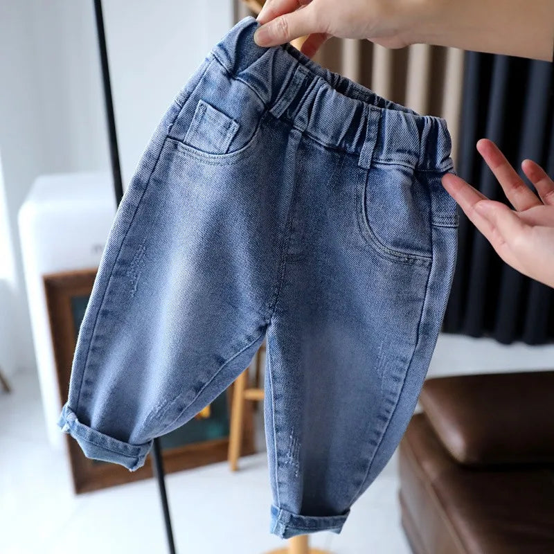 Baby Spring and Autumn Pants Boys' and Girls' Stretch Jeans Children's Spring Dress Pants Korean Children's Casual Pants