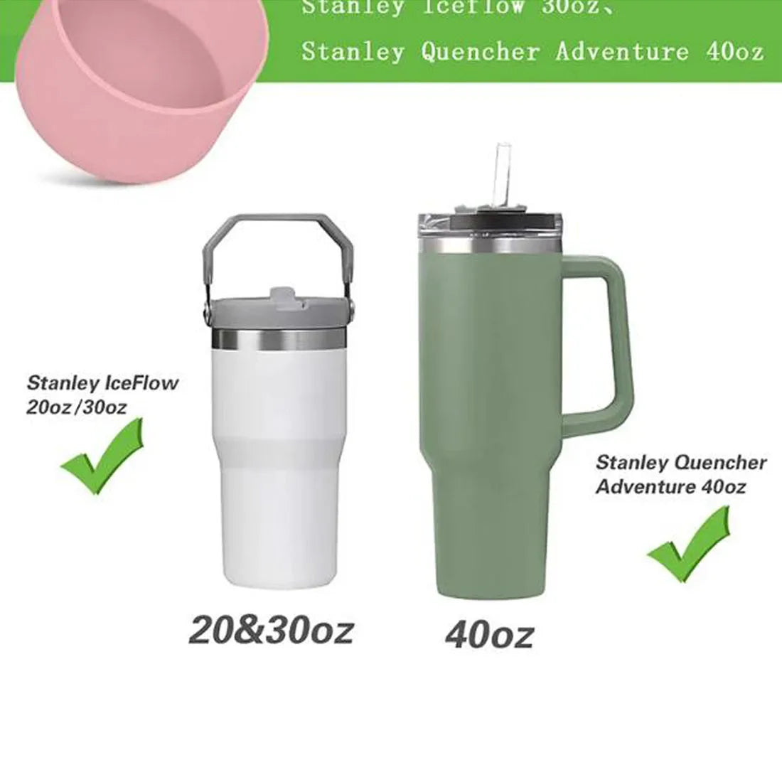 7.5cm Silicone Boot Bottom Sleeve Cover for Stanley 40oz Tumbler Quencher Adventure and Ice Flow Flip 30 Oz 20 Oz Water Bottle