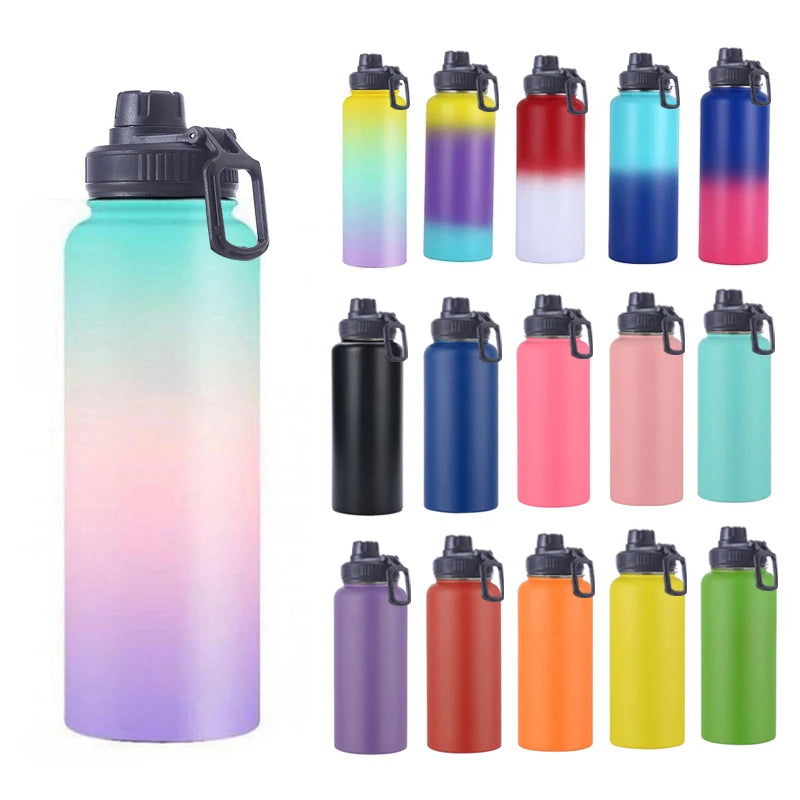 Hydroes Stainless Steel Water Bottle with Straw Lid - 18oz, 32oz, 40oz, Vacuum Insulated Flask for Sports & Outdoors | 2L Capacity