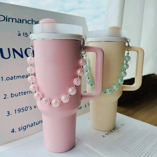 Cute Beads Tumbler Handle Strap For Stanley Cup 40/30 oz Accessories Kawaii Girl Water Bottle Carrier Sling Holder With Strap