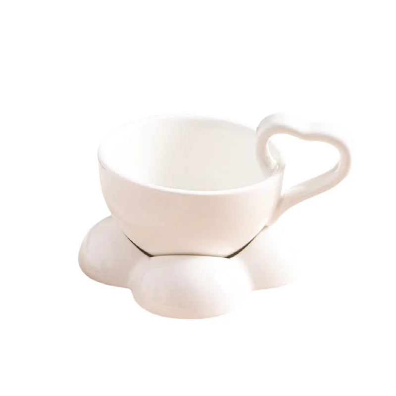 Ceramic Cloud Mug - Cute Coffee Cup Set with Detachable Coaster - Personalized for Hot & Cold Drinks, Water or Milk | 160 ml