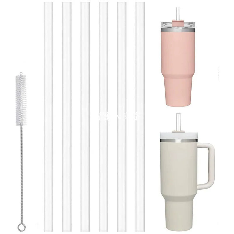 Replacement Straws for Stanley 40 oz 30 oz Cup 6 PCS Plastic Straws Stanley Adventure Travel Tumbler with Cleaning Brush