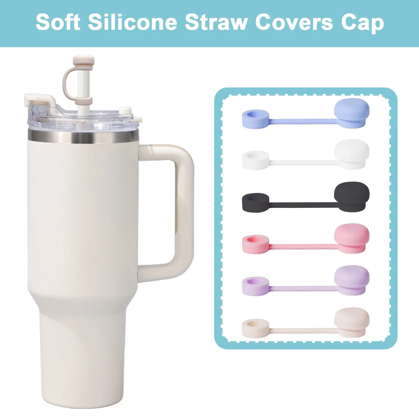 1Set Silicone Cup Straw Cover for Stanley Cup 40/30oz Quencher Tumbler 10mm Dust-proof Pen Holder Leak Stopper Mug Accessories