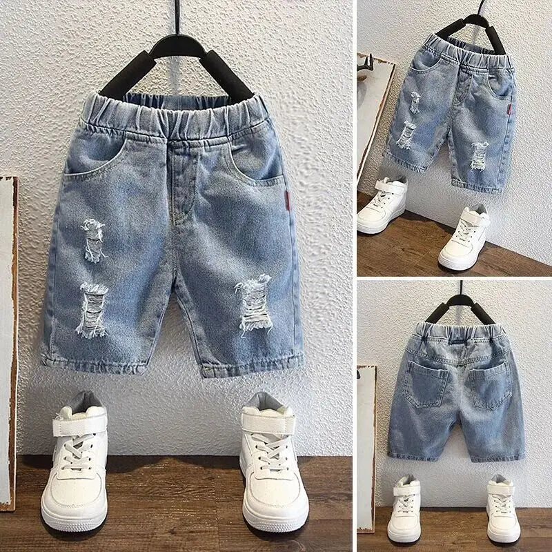 Children's Denim Shorts New Teenage Boys' Jeans Shorts Fashion Boys' Baby Pants Capris Summer Pants