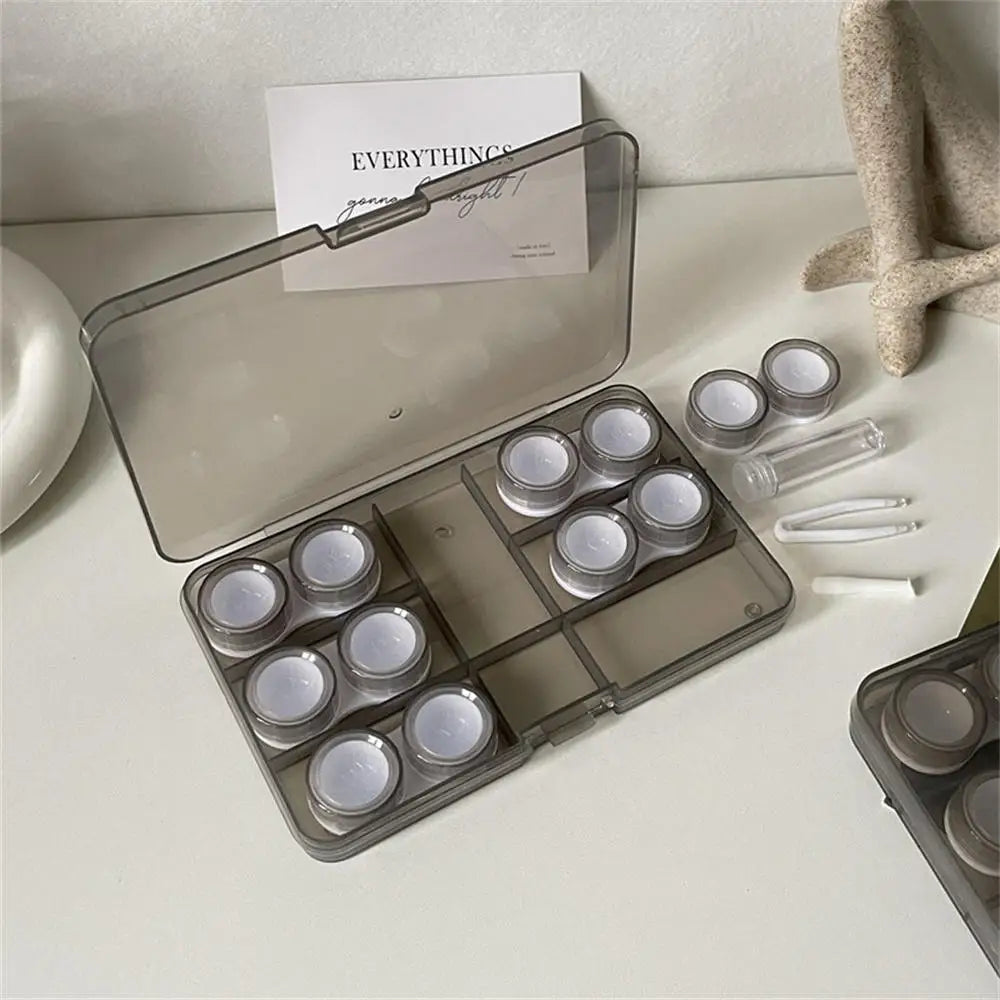 6 Pair Contact Lens Case Contact Lens Storage Box Portable Travel Contact Lenses Case Soak Container Lenses Box for Beauty Pupil