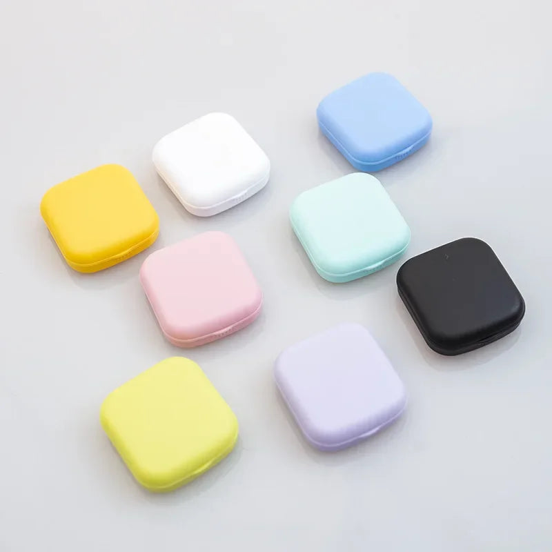 Women Mini Candy Color Contact Lens Case Beauty Contact Lens Container Girls Travel Holder Storage Eye Container with Mirror