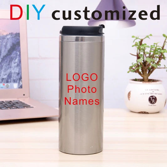 DIY 450ML Coffee Cup Full Around Covered Customized Print with Your LOGO PHOTO Name TEXT Thermos TumbleR Water Keep Cold and Hot