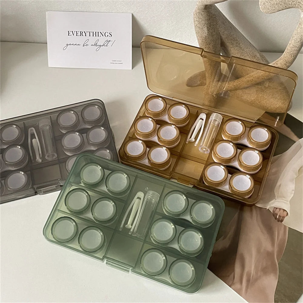 6 Pair Contact Lens Case Contact Lens Storage Box Portable Travel Contact Lenses Case Soak Container Lenses Box for Beauty Pupil