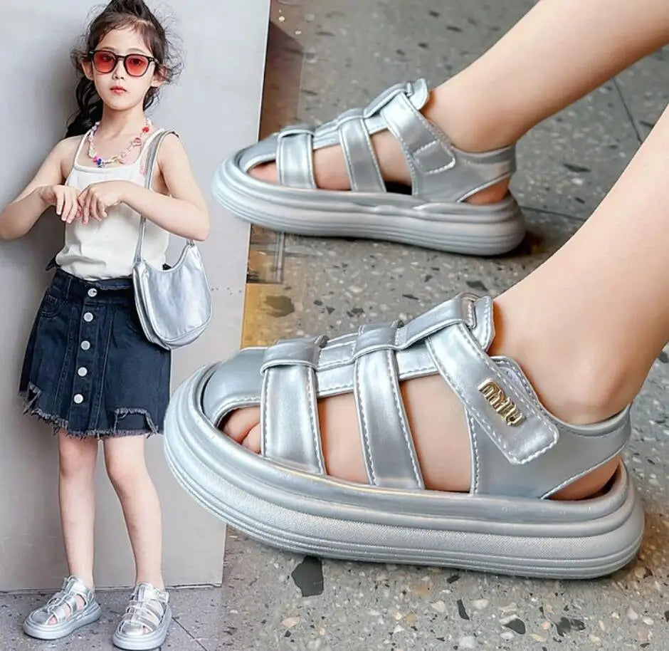 Children's Casual Sandals 2024 Summer New Girls' Soft Sole Beach Sandals Korean  KidsAnti slip All-match Sports Shoes Toddler