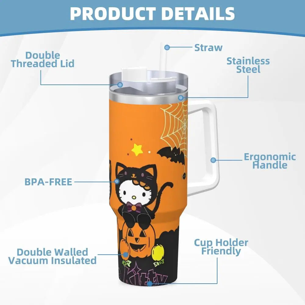 Stainless Steel Tumbler Hello Kitty Halloween Thermal Mug Insulated Cold and Hot Car Mugs Travelist Design Water Bottle