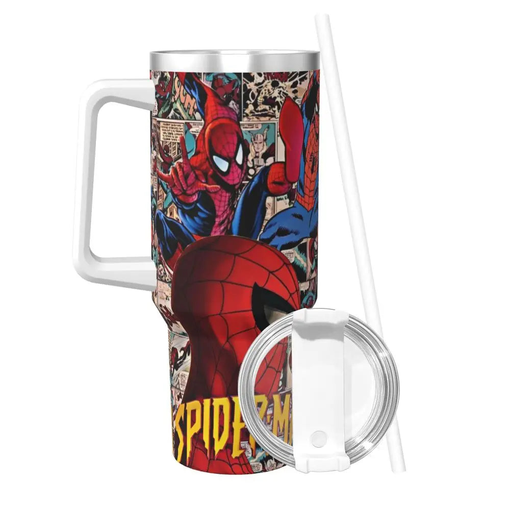 MINISO Spider Man HD Print Tumbler Cold and Hot Water Bottle Insulated Stainless Steel Thermal Cups Printed Beach Car Mugs