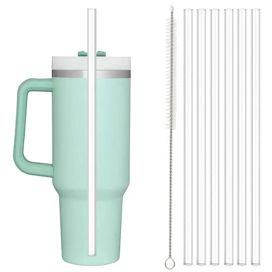 Replacement Straw Compatible with Stanley 20 Oz 30 Oz 40 Oz Cup Tumbler, Reusable Straws with Cleaning Brush