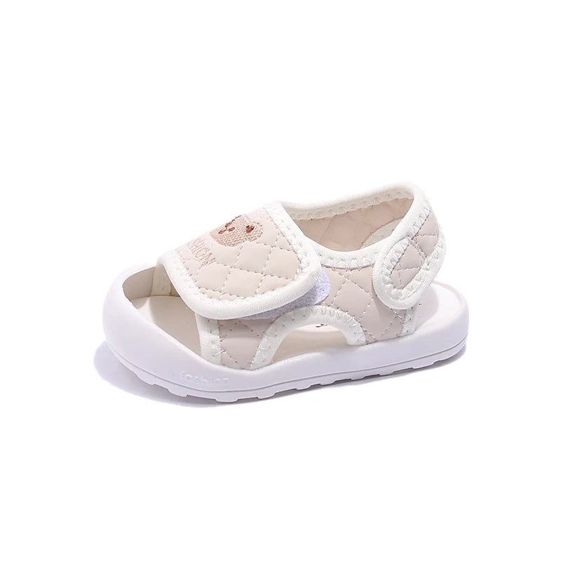 Girls' Simple Solid Sandals Boys' Sports Sandals Embroidered Little Bear Cute 2023 Children's Casual Shoes Breathable Kids Shoes