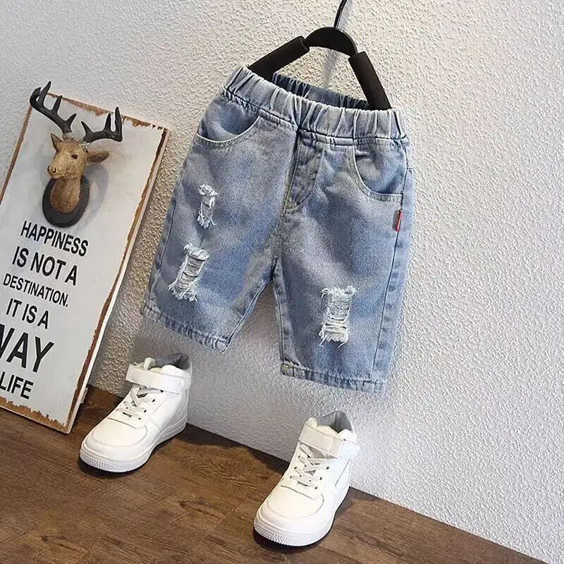 Children's Denim Shorts New Teenage Boys' Jeans Shorts Fashion Boys' Baby Pants Capris Summer Pants