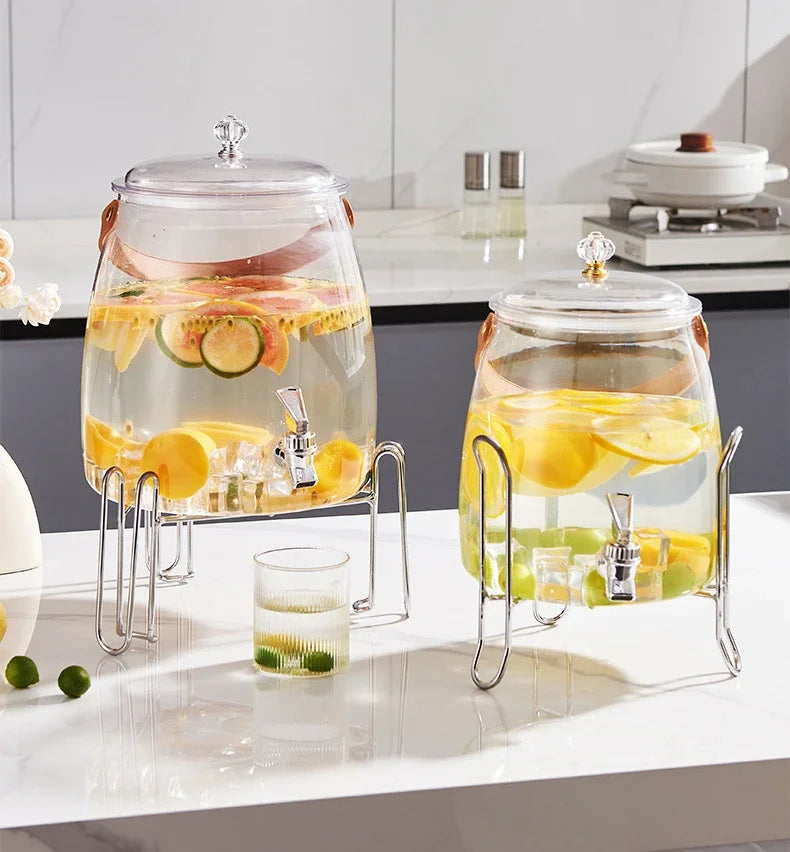 Juice Cup Cold Beverage Dispenser Jug - Transparent Kettle for Water, Lemonade, Iced Tea - Refrigerator Water Container