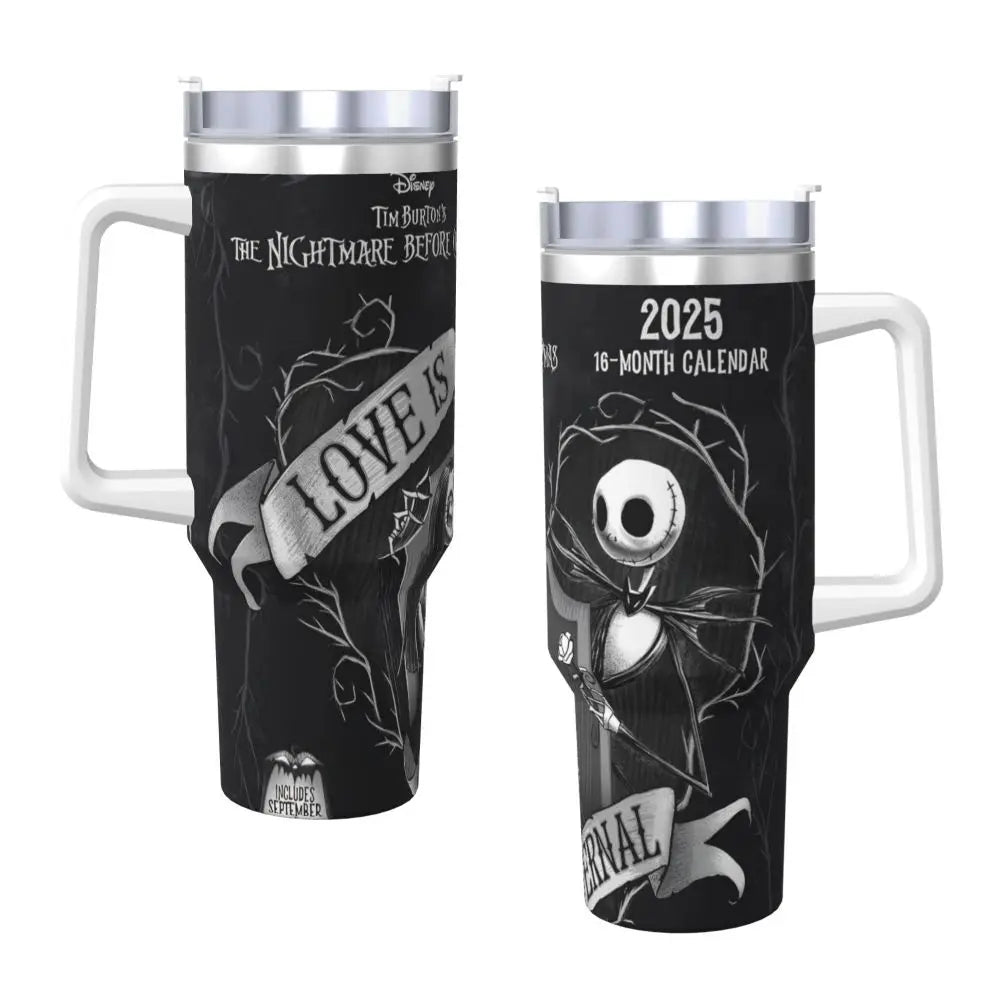 Nightmare Before Christmas 2025 Stainless Steel Tumbler Beach Mugs Cup 40oz Thermal Mug Portable Cold and Hot Milk Water Bottle