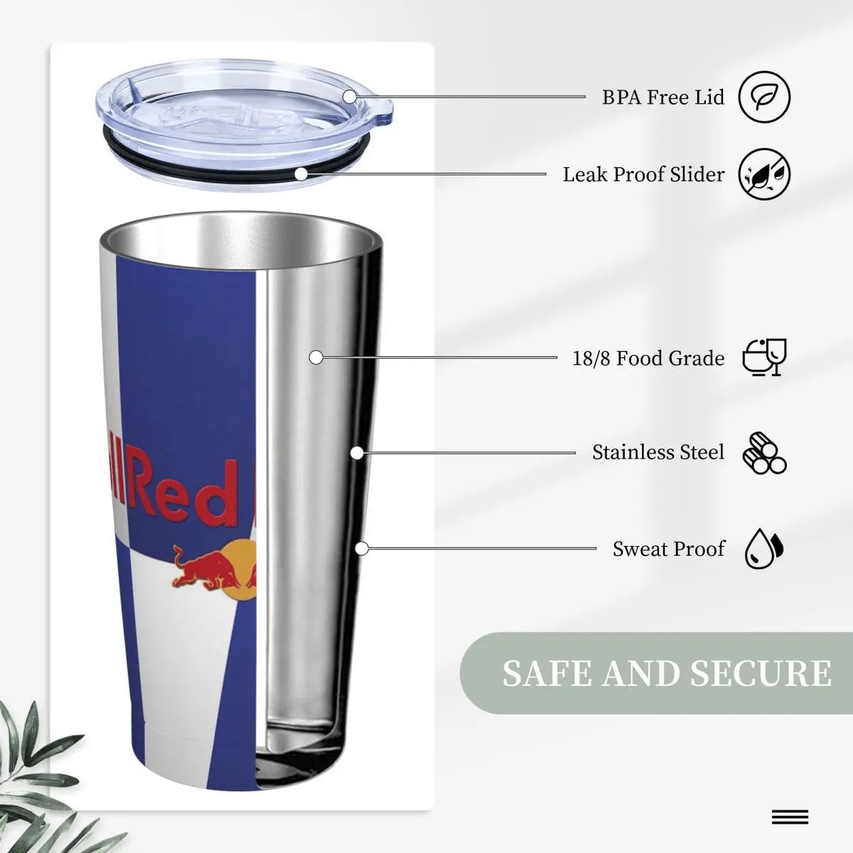 Stainless Steel Tumbler RB Bull Thermal Mug With Straws and Lid Battle Blue Cold and Hot Car Mugs Travel Graphic Water Bottle