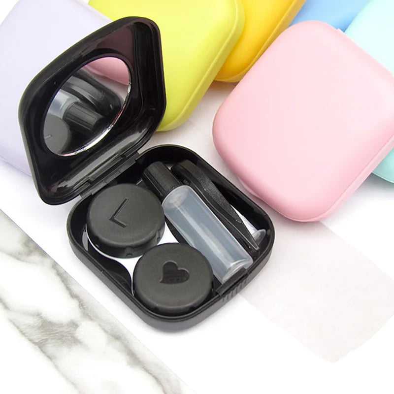 Smooth Pocket Portable Mini Contact Lens Case Easy Carry Colored Lenses Pupil Storage Box Mirror Container Lentes Travel Kit