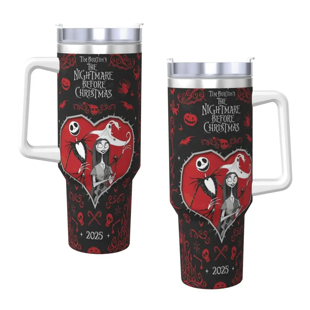 Nightmare Before Christmas 2025 Stainless Steel Tumbler Beach Mugs Cup 40oz Thermal Mug Portable Cold and Hot Milk Water Bottle