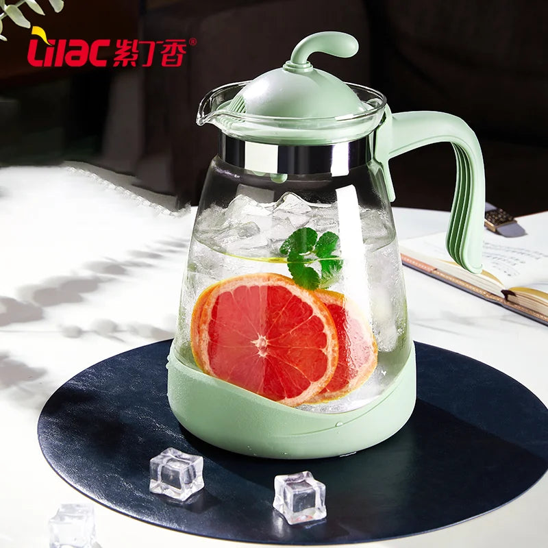 Lilac 20-2400ml Home And Kitchen Transparent Glass Water Jug Portable Coffee Pot With Handle Cold Water Kettle  Teaware