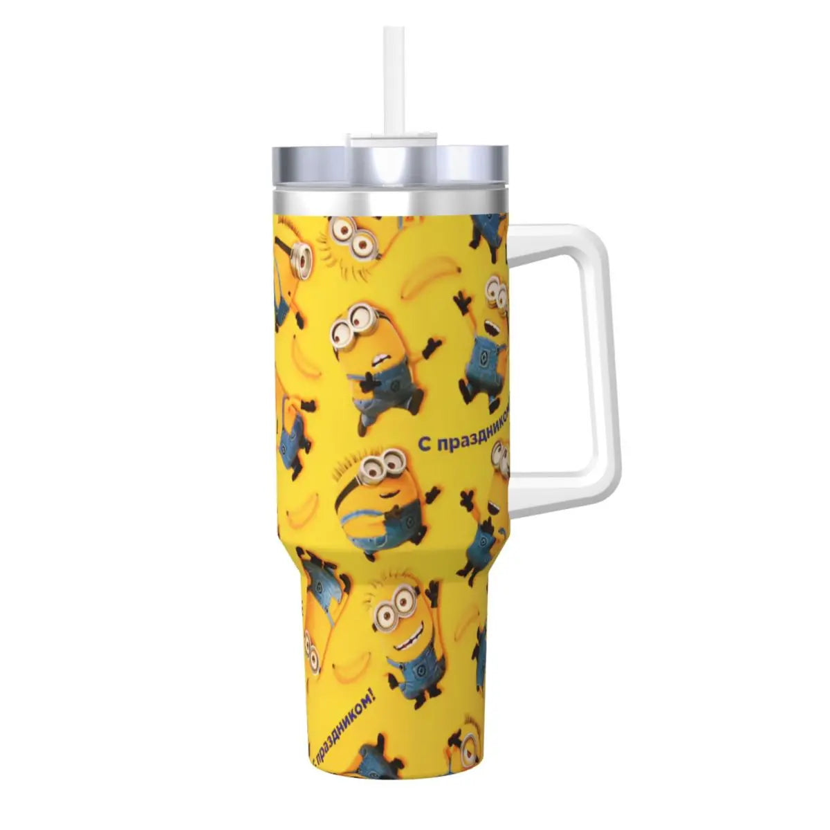 Minions Stainless Steel Tumbler Mugs Cup With Straws Travelist Cold and Hot Water Bottle Portable Large Capacity Coffee Mug