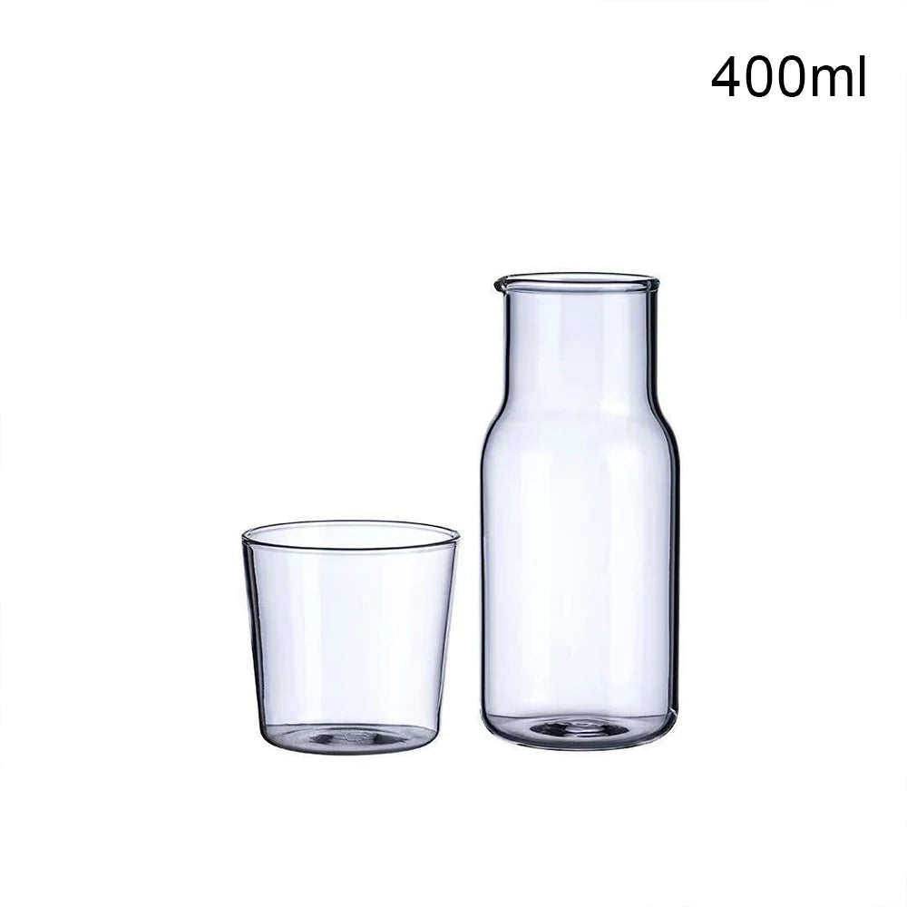 Water Carafe Glass Kettle Set Cold Hot Water Bottle Cup Sets Teacup Juice Pot Bedside Pitcher Carafe for Milk Beverage Tea